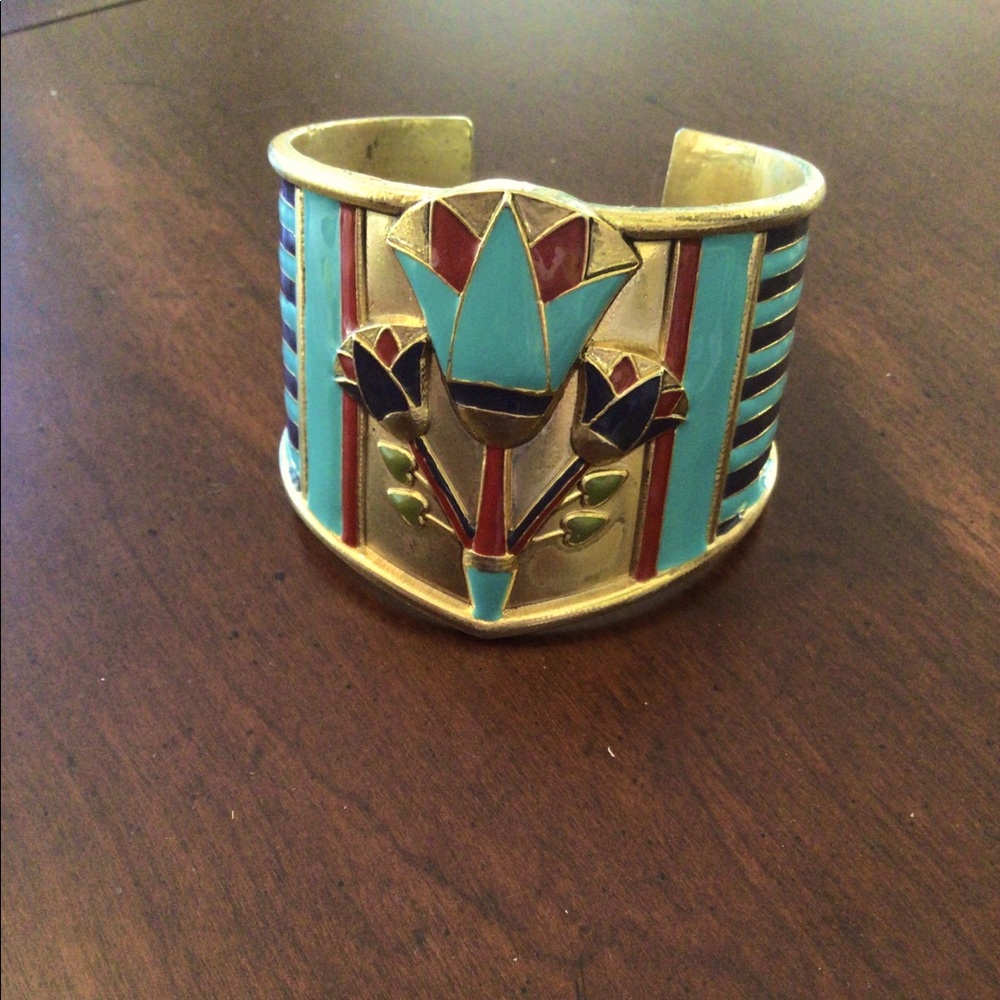 Egyptian cuff bracelet with lotus flowers